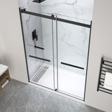 Kahn Series 60 in. x 30 in. Alcove Shower Base and Frameless Sliding Shower Door Combo with Tsunami Guard