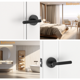 ZR02-124A Matte Black Door Handles | Modern Knurled Lever Door Locks (Privacy, Passage, Dummy)