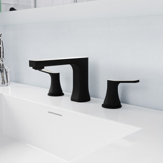 ANZZI Angular 8" Widespread Bathroom Faucet, Low Arc Spout (4.53" H), 2-Handle Brass Construction, 1.2 GPM Water-Saving, Rhino-Alloy Certified, Various Finishe