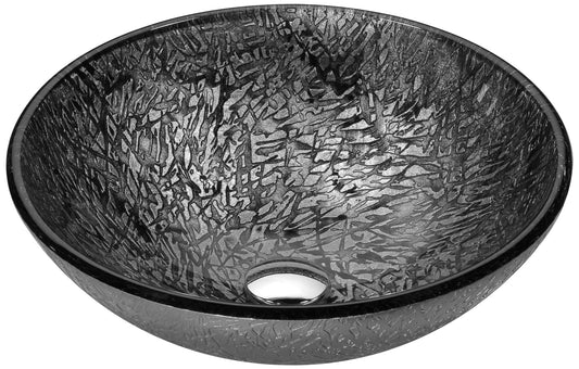 Arc Series 17 in. Bathroom Vessel Sink with Scratch-Tough and Stain-Resistant Non-Porous Surface in Gray Glass