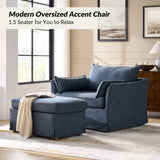 Roberta Slipcovered Armchair with Ottoman
