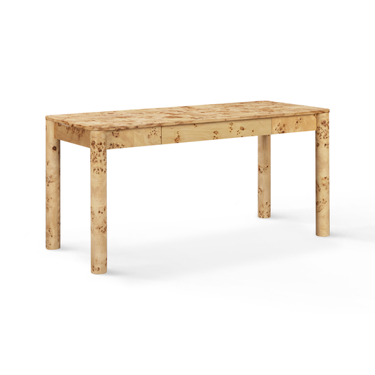 Berri 60" Natural Burl 3-Drawer Work Desk