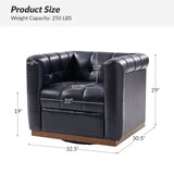 Arnold Genuine Leather Swivel Club Chair NAVY
