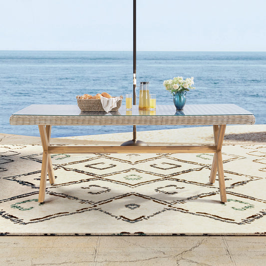 Abrienda rectangular wicker dining table
