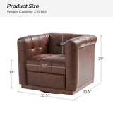 Arnold Genuine Leather Swivel Club Chair BROWN