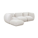 Arezza 4-Piece Stone White Contract-Grade Basketweave Chenille Modular Sectional