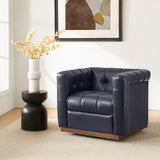 Arnold Genuine Leather Swivel Club Chair