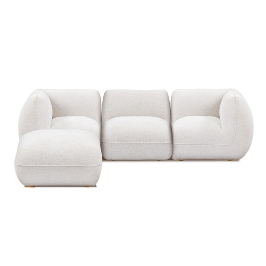 Arezza 4-Piece Stone White Contract-Grade Basketweave Chenille Modular Sectional
