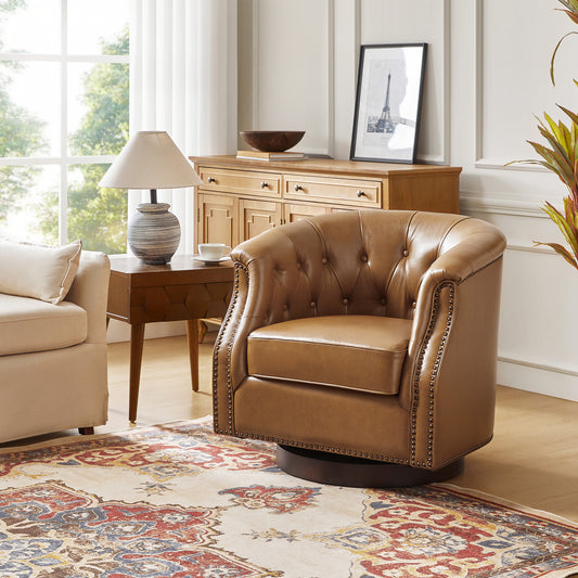 Veitin Chesterfield Rocker and Swivel Genuine Leather Chair