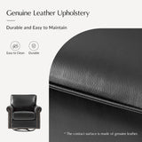 Higinio Genuine Leather Swivel Rocker Chair