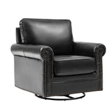 Higinio Genuine Leather Swivel Rocker Chair
