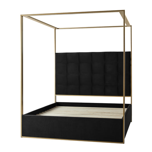 Madeleine Upholstered Canopy Queen Bed With Curtains