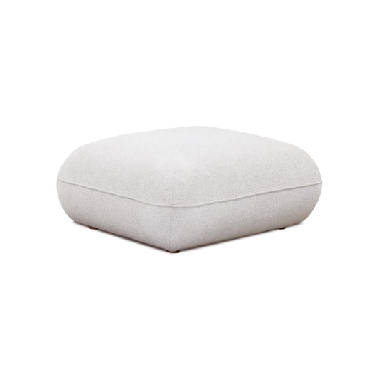 Arezza Stone White Contract-Grade Basketweave Chenille Ottoman