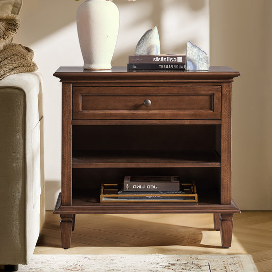 Wladimir 1-Drawer Nightstand-WALNUT
