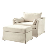 Roberta Slipcovered Armchair with Ottoman