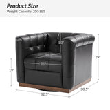 Arnold Genuine Leather Swivel Club Chair BLACK