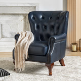 Anthony Genuine Leather Armchair NAVY