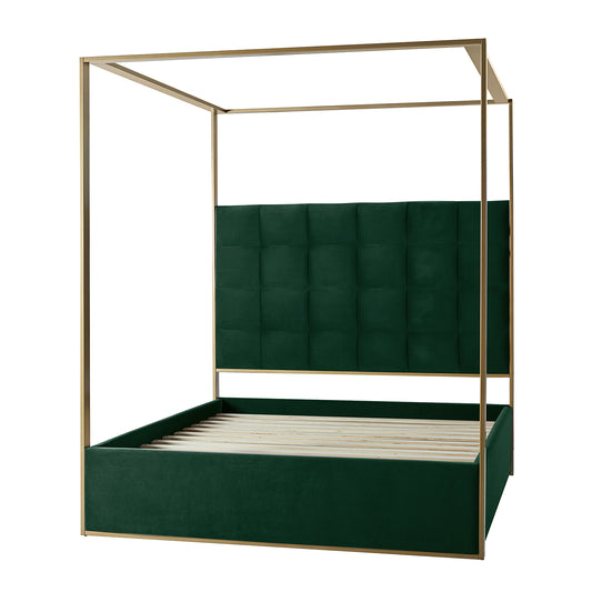Madeleine Upholstered Canopy Queen Bed With Curtains