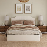 Stuart Hydraulic Lift Up Storage Upholstered Platform Queen Bed WHITE