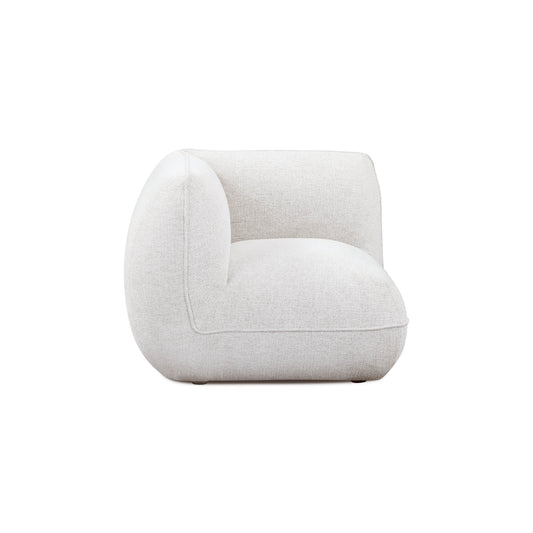 Arezza Stone White Contract-Grade Basketweave Chenille Corner Chair