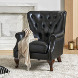 Anthony Genuine Leather Armchair BLACK