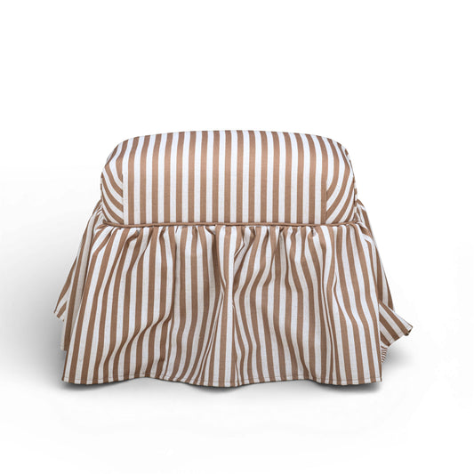 Gertrude Striped Performance Linen Skirted Ottoman