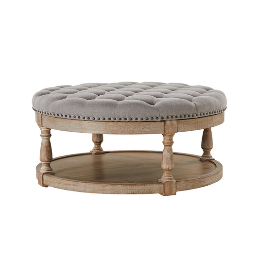 Deoius Tufted Round Cocktail Ottoman with Storage
