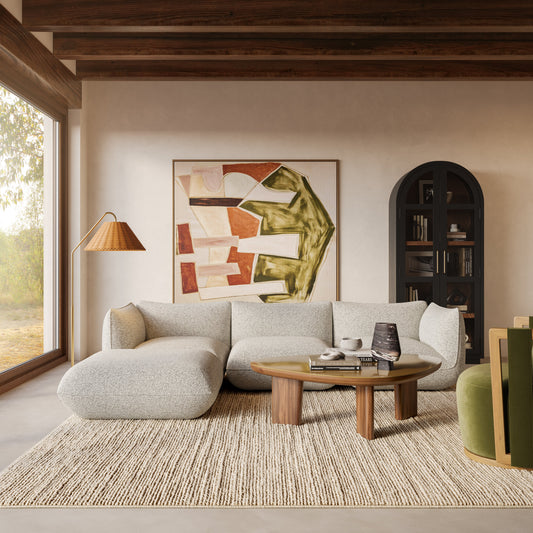 Arezza 4-Piece Stone White Contract-Grade Basketweave Chenille Modular Sectional