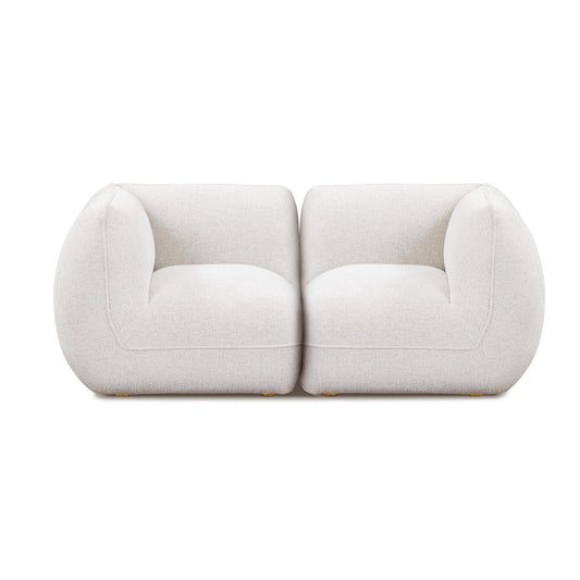 Arezza 80" Stone White Contract-Grade Basketweave Chenille Modular Loveseat
