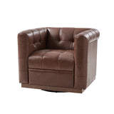 Arnold Genuine Leather Swivel Club Chair BROWN