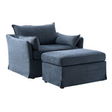 Roberta Slipcovered Armchair with Ottoman