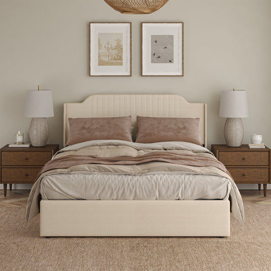 Stuart Hydraulic Lift Up Storage Upholstered Platform Queen Bed
