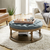 Deoius Tufted Round Cocktail Ottoman with Storage