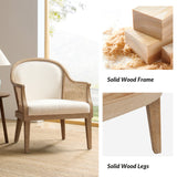 Xaver Farmhouse Rattan Solid Wood Armchair