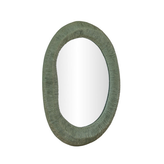 Orpheus 22"X28" Ribbed Forest Green Fiberglass Thick Wall Mirror