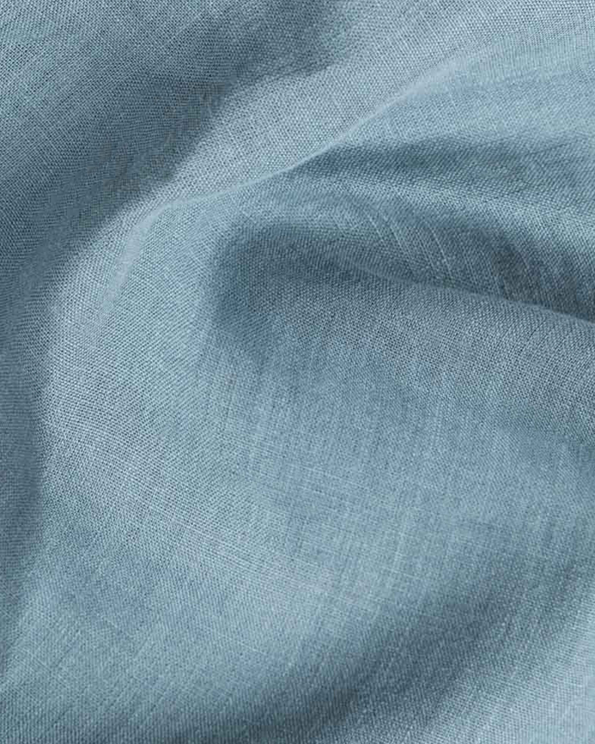 Mermaid ruffle linen pillowcase in Gray blue