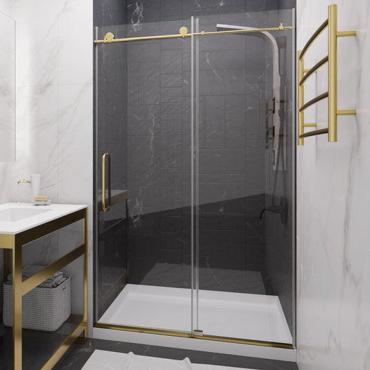 Madam Series 44 to 48 in. x 76 in. Sliding Frameless Shower Door with Tsunami Guard Tempered Glass