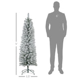 HOMCOM 5ft Artificial Christmas Tree, Snow Flocked Branches, Metal Base, Pencil Xmas Tree