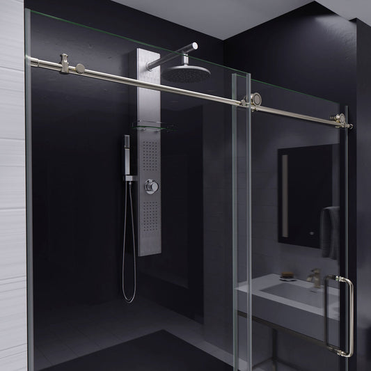 Madam Series 50 to 54 in. x 76 in. Frameless Sliding Shower Door with 3/8" (10mm) Tempered Clear Glass