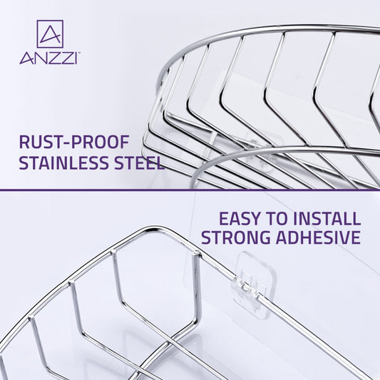 3-Piece Corner Shower Caddy Shelf Set with 8 Adhesive in Chrome