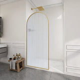Ember Series 34 in. x 78 in Framed Arch Fixed Shower Screen Door with 8mm Tempered Clear or Fluted Glass