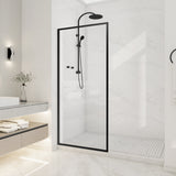 Welle 34 in. x 74 in. Framed Fixed Shower Screen Door with 5/16" (8mm) Tempered Fluted or Clear Glass