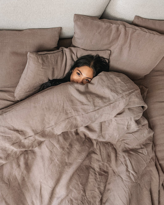 Mocha linen duvet cover