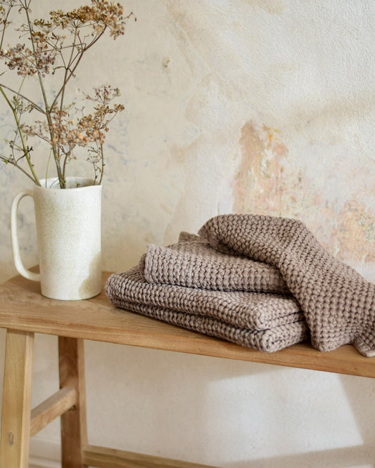 Mocha waffle towel set (3 pcs)