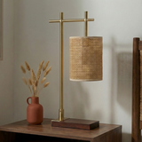 Moonstone Bamboo Lampshade Table Lamp - Dark Brown - Bronze