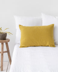 Moss yellow linen pillowcase