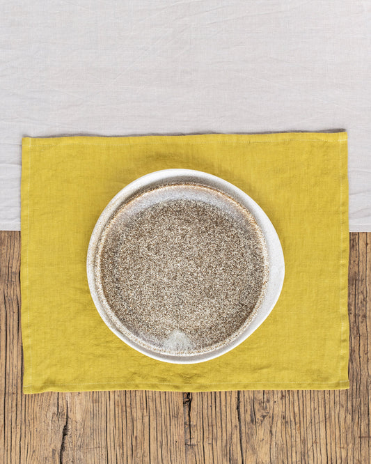 Moss yellow linen placemat set of 2