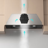 CIARRA 29 Inch Range Hood Insert, 450 CFM, Built-In Under Cabinet, Black Finish CAB75913E-OW