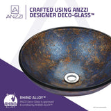 Stellar Series 17 in. Round Bathroom Vessel Sink in Stellar Burst Finish Glass with Polished Chrome Pop-Up Drain