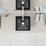Solstice Square Glass Vessel Bathroom Sink with Matte Black Finish